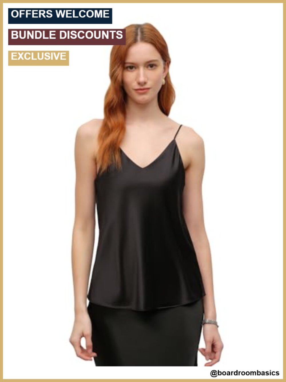 Mulberry Silk Camisole V-Neck Sleeveless Loose Fit Top for Layering